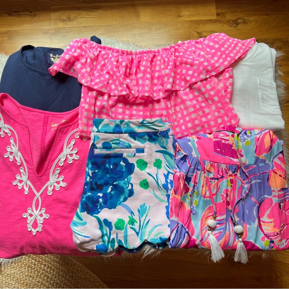 Lilly Pulitzer 6 Piece Lot-dress, top, shorts Luxletic Buttercup Brewster Alanna
